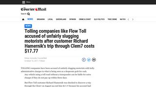 Tolling companies like Flow Toll accused of unfairly slugging motorists ...