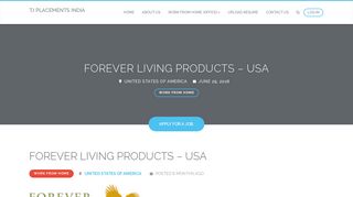 FOREVER LIVING PRODUCTS - USA - TJ PLACEMENTS INDIA