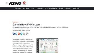 Garmin Buys FltPlan.com | Flying Magazine