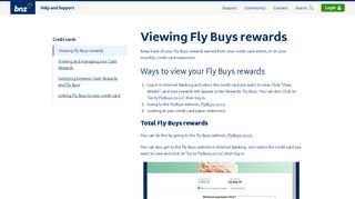 Viewing Fly Buys rewards - BNZ