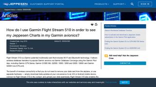 How do I use Garmin Flight Stream 510 in order to ... - Jeppesen Support
