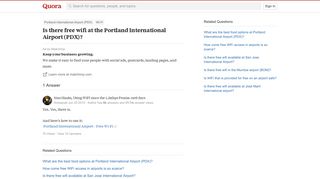Is there free wifi at the Portland International Airport (PDX ...