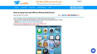 How to setup free trial VPN on iPhone,iPad,iTouch - FlyVPN