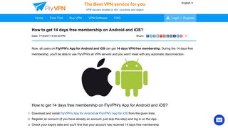 How to get 14 days free membership on Android and iOS? - FlyVPN