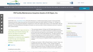 FM Facility Maintenance Acquires Assets of US Signs, Inc. | Business ...