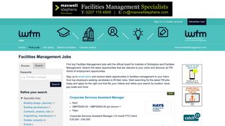 Facilities Management Jobs | FM World | IWFM Jobs