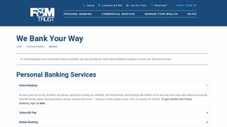 Personal Banking Services - F&M Trust