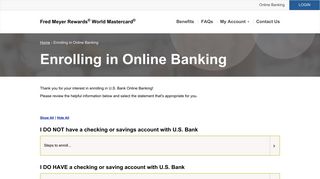 Fred Meyer Rewards® World Mastercard® | Enrolling in Online Banking
