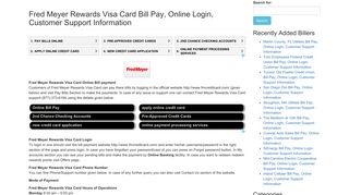 Fred Meyer Rewards Visa Card Bill Pay, Online Login, Customer ...