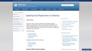 Updating Your Registration or Authority | Federal Motor Carrier ... - fmcsa
