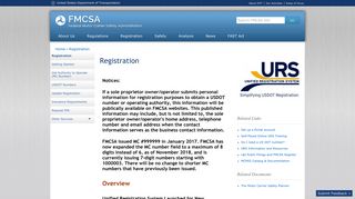Registration | Federal Motor Carrier Safety Administration - fmcsa - US ...