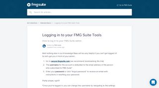 Logging in to your FMG Suite Tools | FMG Suite Knowledge Base