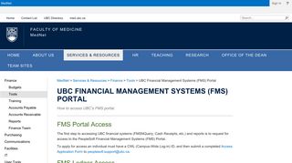 UBC Financial Management Systems (FMS) Portal - MedNet