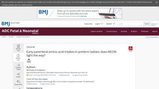 Early parenteral amino acid intakes in preterm babies: does NEON ...