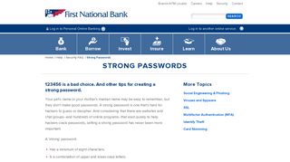 Strong Passwords - First National Bank