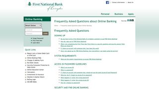 Frequently Asked Questions about Online Banking -