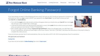 Forgot Online Banking Password › First National Bank