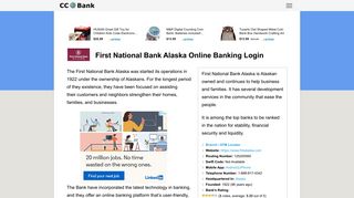 First National Bank Alaska Online Banking Login - CC Bank