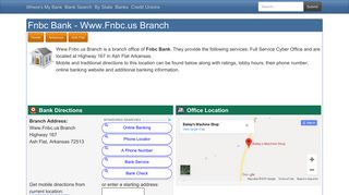 Fnbc Bank in Ash Flat Arkansas - Highway 167 Hours and Directions