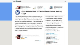 First National Bank of Central Texas Online Banking Login - CC Bank