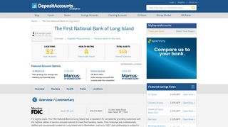 The First National Bank of Long Island Reviews and Rates - New York
