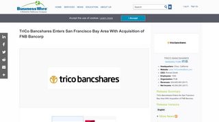 TriCo Bancshares Enters San Francisco Bay Area With Acquisition of ...
