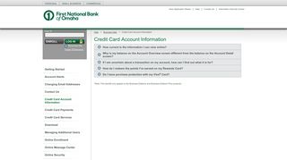 Credit Card Account Information - FNB Omaha