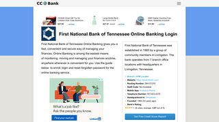 First National Bank of Tennessee Online Banking Login - CC Bank
