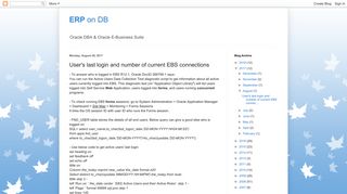 ERP on DB: User's last login and number of current EBS connections