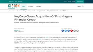 KeyCorp Closes Acquisition Of First Niagara Financial Group