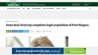 KeyBank completes deal to buy First Niagara - Buffalo Business First