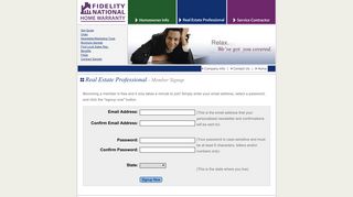 create an account or re-register - Fidelity National Home Warranty