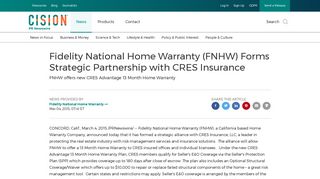 Fidelity National Home Warranty (FNHW) Forms Strategic Partnership ...