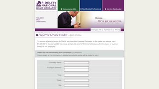Preferred Service Vendor - Apply Online - Fidelity National Home ...