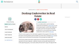Desktop Underwriter in Real Estate - The Balance