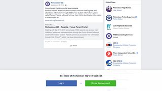 Richardson ISD - Focus Parent Portal Accounts Now... | Facebook