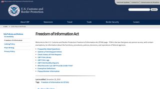 Freedom of Information Act | U.S. Customs and Border Protection