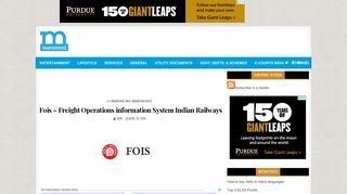 Fois - Freight Operations information System Indian Railways by CRIS