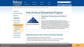 Fold of Honor Scholarship Program | Webster University
