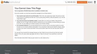 You Cannot View This Page - Folio Institutional