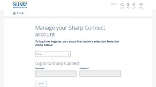 Login to your Sharp Connect account - Sharp Health Plan of San Diego