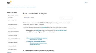 Promocode user in Japan – Welcome to Fon Help Center