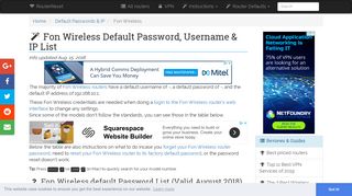 Fon Wireless Default Password, Login & IP List (updated August 2018 ...
