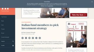Italian fund members to pick investment strategy - Financial News
