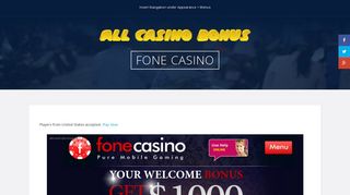 Fone Casino no deposit bonus codes