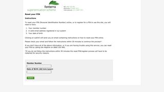 Login Page - Reset your PIN - Fonterra Superannuation Scheme