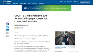 UPDATE 2-NZ's Fonterra cuts forecast milk payout, eyes ice cream ...