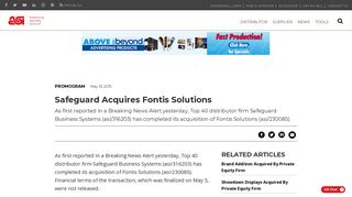 Safeguard Acquires Fontis Solutions - Advertising Specialty Institute