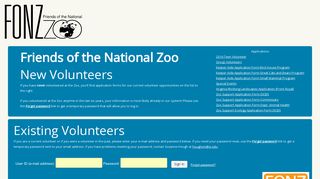 Friends of the National Zoo: Volunteer Portal Login