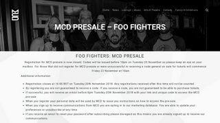 MCD PRESALE - FOO FIGHTERS - MCD.ie